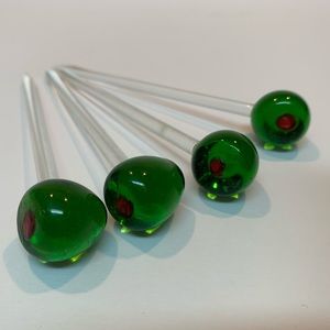 Glass Olive Martini/Canapé Picks - Set of 4
